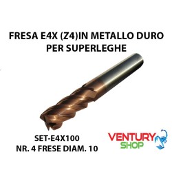 SET-E4X100 NR. 4 FRESE DIAM. 10 METALLO DURO PER SUPERLEGHE