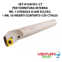 SET PER TORNITURA INTERNA A16SCR/L CT - NR. 1 A16M SCLCR/L 09 + NR. 10 CCMT09T3-CSF CT9325