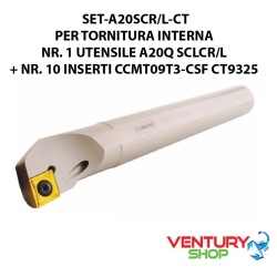 SET PER TORNITURA INTERNA A20SCR/L CT - NR. 1 A20Q SCLCR/L 09 + NR. 10 CCMT09T3-CSF CT9325