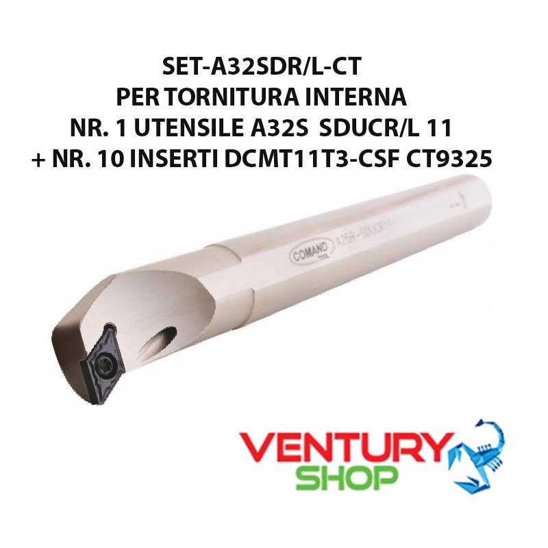 SET PER TORNITURA INTERNA A32SDR/L CT - NR. 1 A32S SDUCR/L 11 + NR. 10 DCMT11T3-CSF CT9325